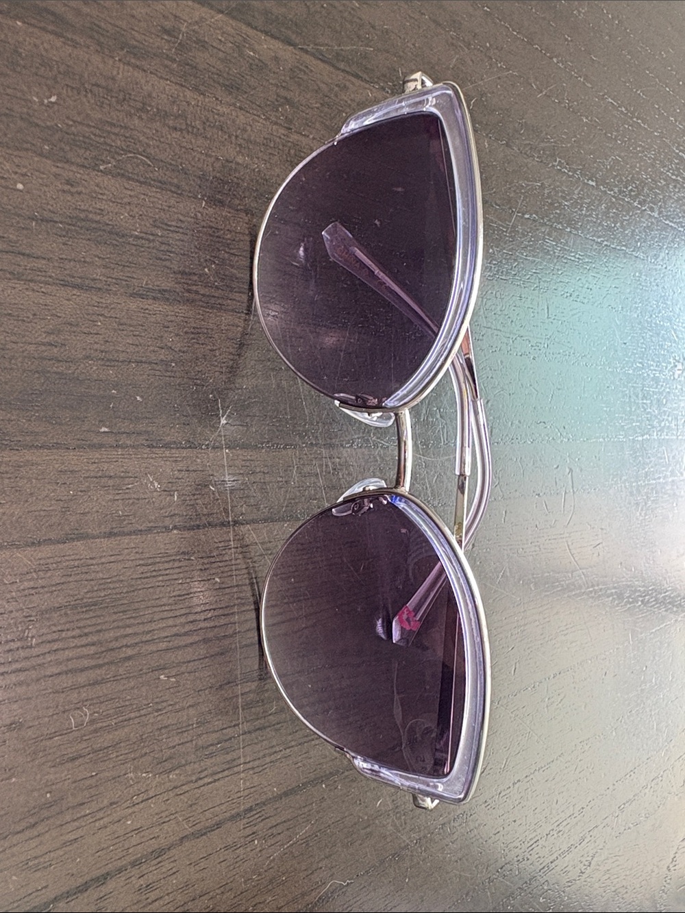 Betsey Johnson Purple Lens Cat-Eye Sunglasses with Silver Frame